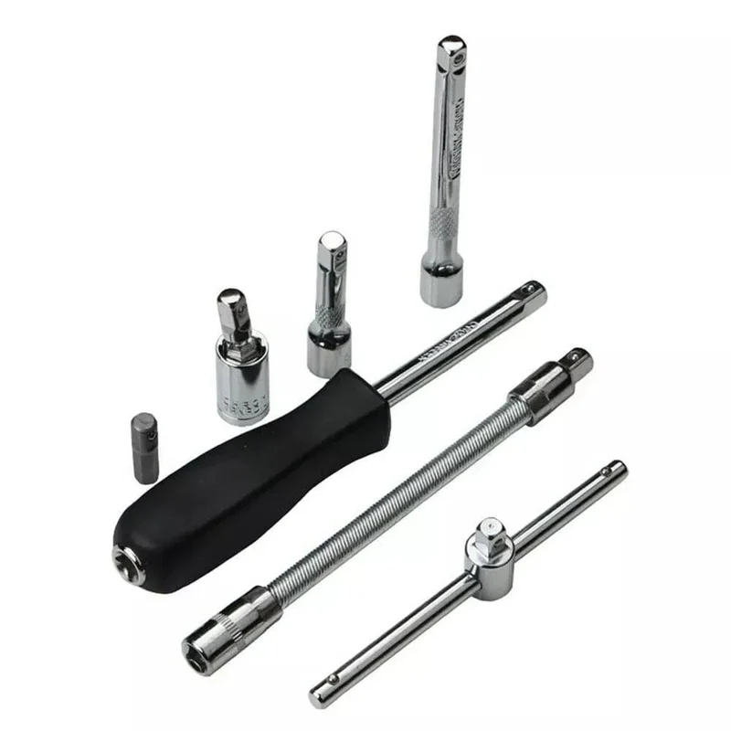 46-teiliger 1/4-Zoll-Antrieb, metrischer Ratschenschlüssel mit flexiblem Kopf, Ringmaulschlüssel, Mechaniker-Werkzeugsatz, Autoreparatur-Werkzeugsatz mit schwarzem Koffer