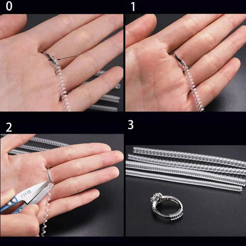 4 teile/los Transparent Spirale Basierend Ring Werkzeuge Frühling Spule Ring Größe Teller Schutz Spanner Minderer Größenänderung Werkzeug Für Schmuck