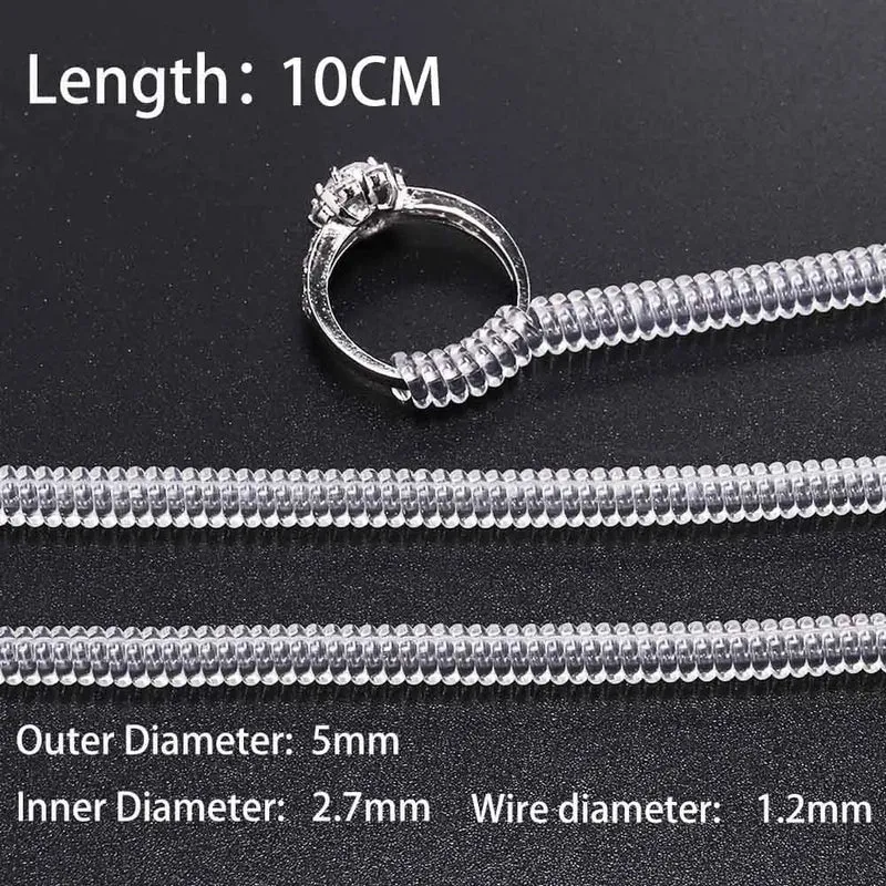 4 teile/los Transparent Spirale Basierend Ring Werkzeuge Frühling Spule Ring Größe Teller Schutz Spanner Minderer Größenänderung Werkzeug Für Schmuck
