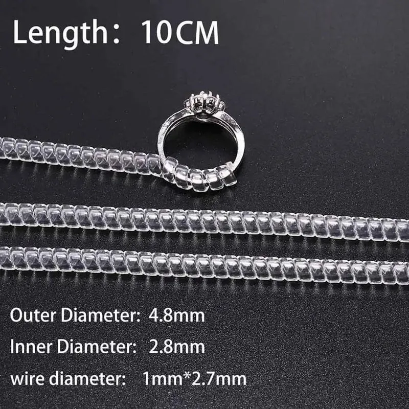 4 teile/los Transparent Spirale Basierend Ring Werkzeuge Frühling Spule Ring Größe Teller Schutz Spanner Minderer Größenänderung Werkzeug Für Schmuck