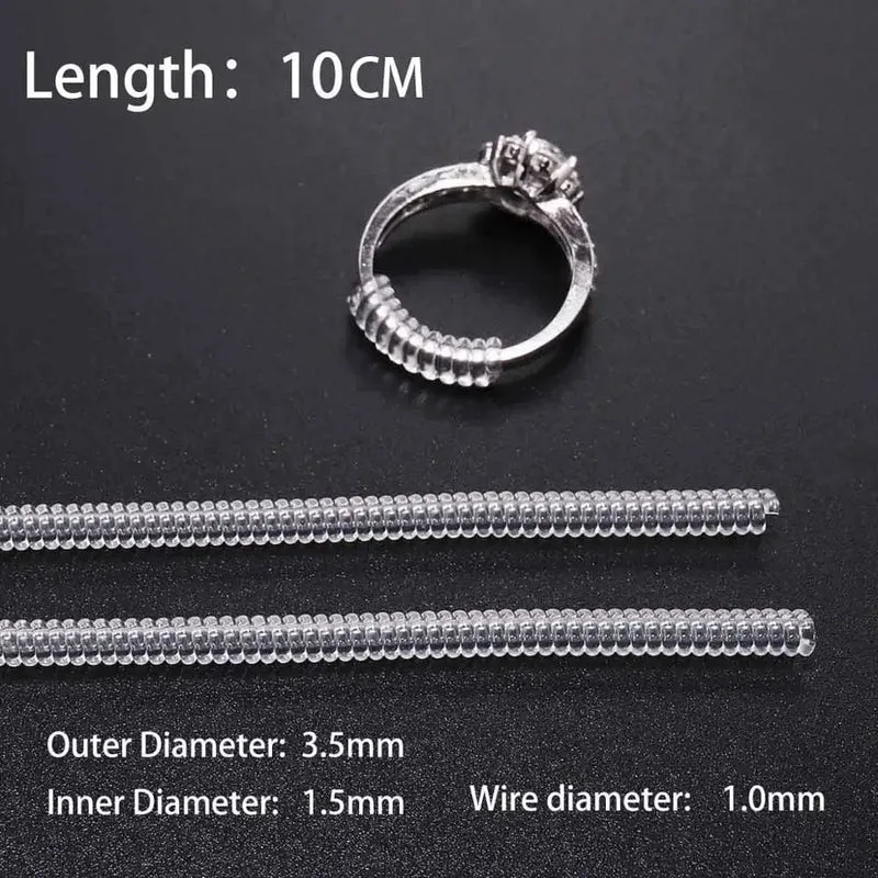 4 teile/los Transparent Spirale Basierend Ring Werkzeuge Frühling Spule Ring Größe Teller Schutz Spanner Minderer Größenänderung Werkzeug Für Schmuck
