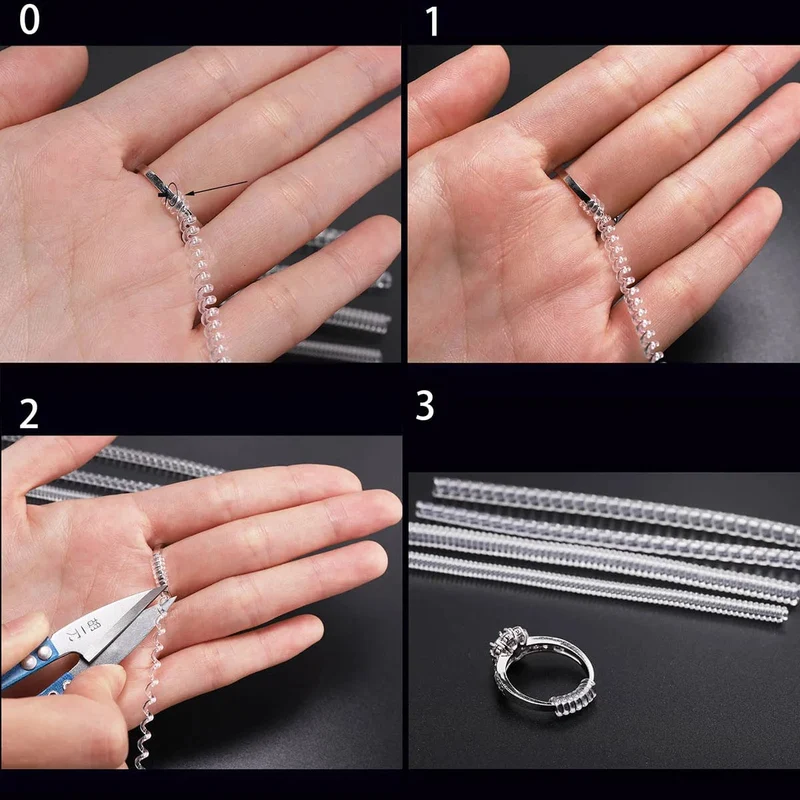 4 teile/los Transparent Spirale Basierend Ring Werkzeuge Frühling Spule Ring Größe Teller Schutz Spanner Minderer Größenänderung Werkzeug Für Schmuck