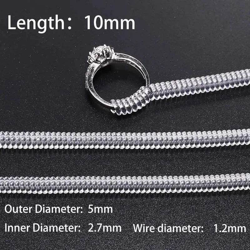 4 teile/los Transparent Spirale Basierend Ring Werkzeuge Frühling Spule Ring Größe Teller Schutz Spanner Minderer Größenänderung Werkzeug Für Schmuck