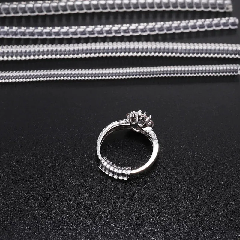 4 teile/los Transparent Spirale Basierend Ring Werkzeuge Frühling Spule Ring Größe Teller Schutz Spanner Minderer Größenänderung Werkzeug Für Schmuck