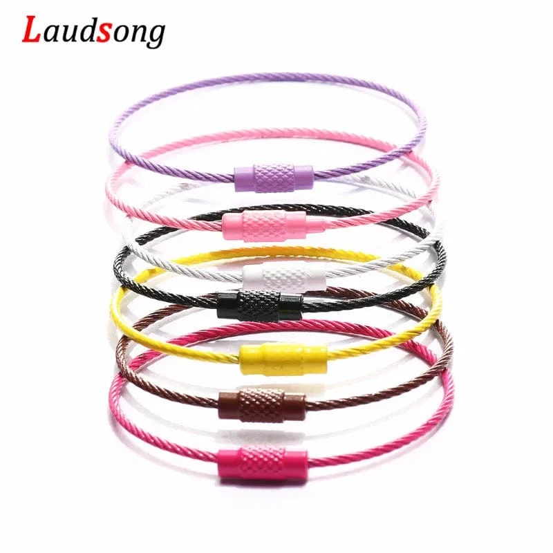 10 stücke Bunte Edelstahl Draht Schlüsselbund Kabel Schleife Schraube Lock Seil Schlüssel Halter Schlüsselring Schlüssel Kette Ringe Outdoor Werkzeuge