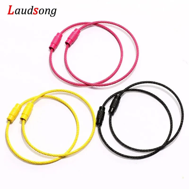 10 stücke Bunte Edelstahl Draht Schlüsselbund Kabel Schleife Schraube Lock Seil Schlüssel Halter Schlüsselring Schlüssel Kette Ringe Outdoor Werkzeuge