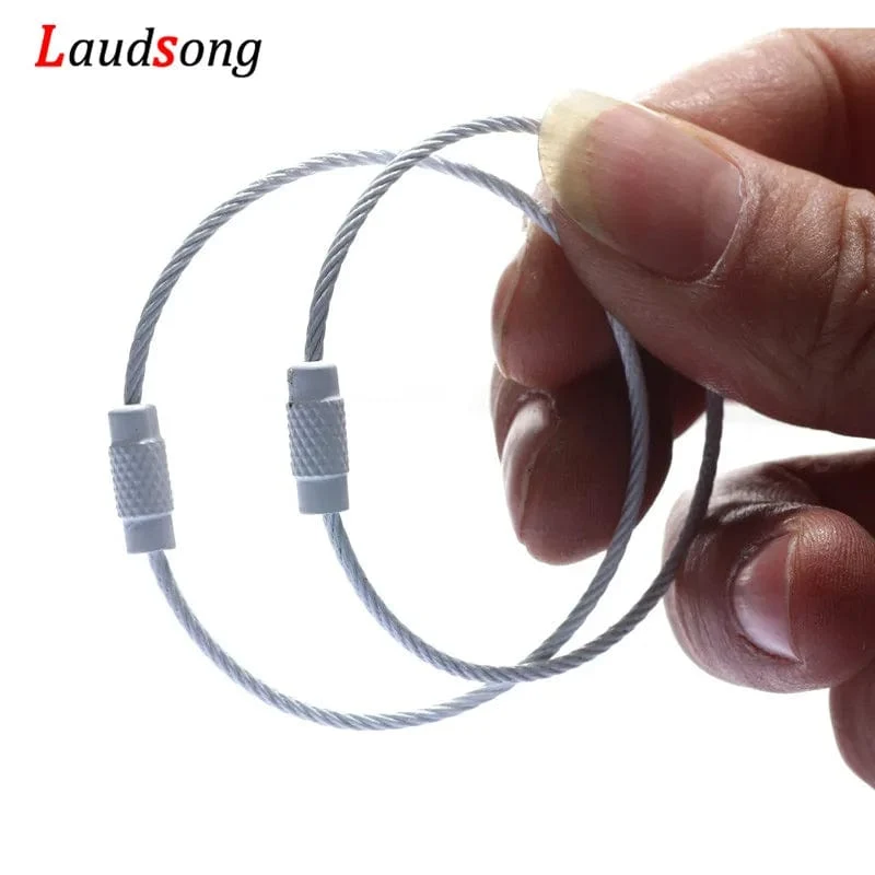 10 stücke Bunte Edelstahl Draht Schlüsselbund Kabel Schleife Schraube Lock Seil Schlüssel Halter Schlüsselring Schlüssel Kette Ringe Outdoor Werkzeuge