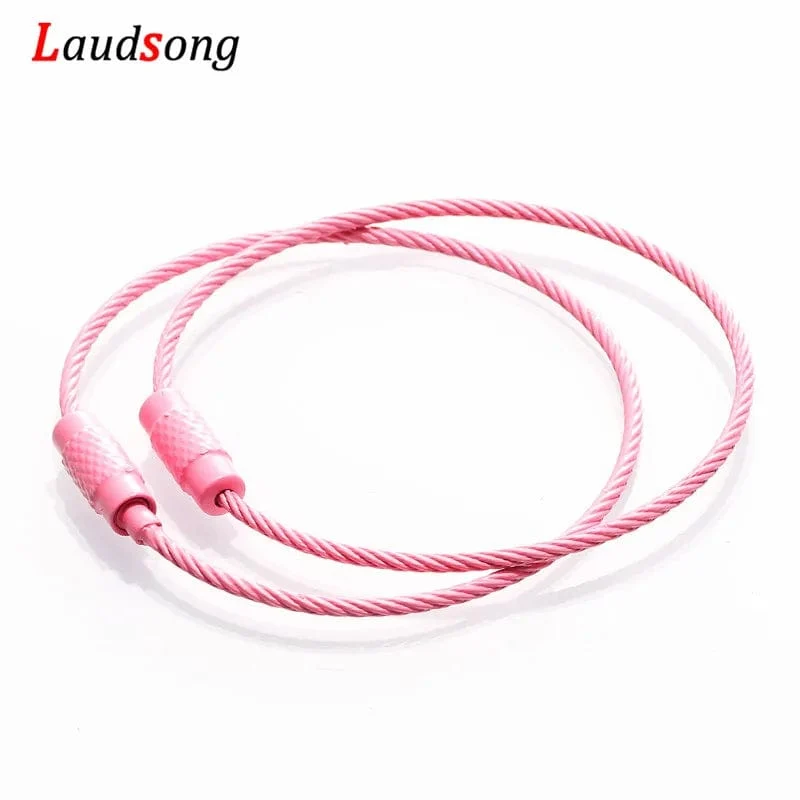 10 stücke Bunte Edelstahl Draht Schlüsselbund Kabel Schleife Schraube Lock Seil Schlüssel Halter Schlüsselring Schlüssel Kette Ringe Outdoor Werkzeuge