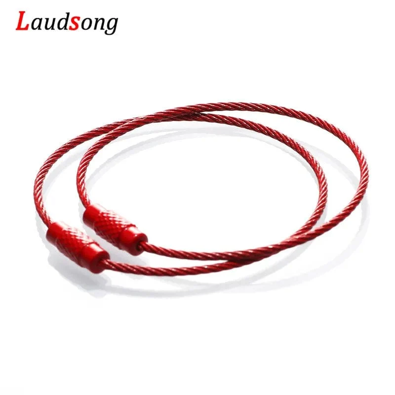 10 stücke Bunte Edelstahl Draht Schlüsselbund Kabel Schleife Schraube Lock Seil Schlüssel Halter Schlüsselring Schlüssel Kette Ringe Outdoor Werkzeuge