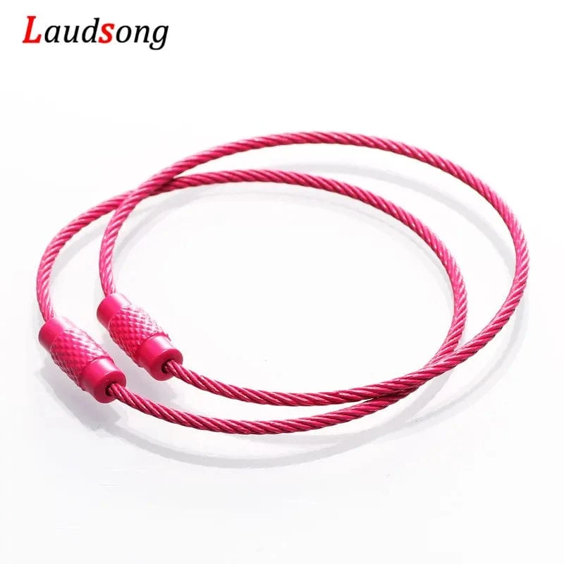 10 stücke Bunte Edelstahl Draht Schlüsselbund Kabel Schleife Schraube Lock Seil Schlüssel Halter Schlüsselring Schlüssel Kette Ringe Outdoor Werkzeuge