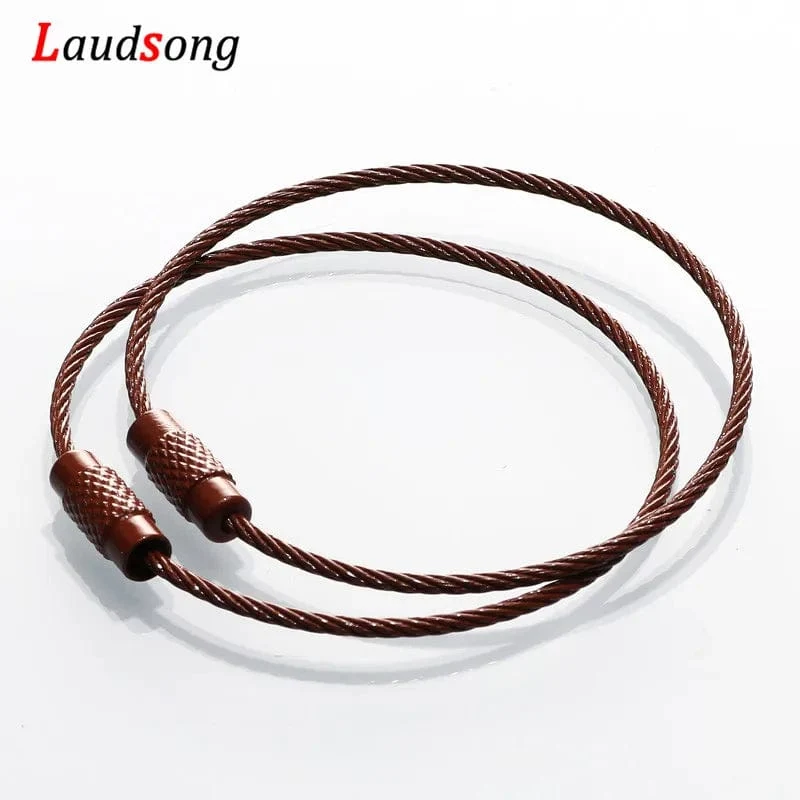 10 stücke Bunte Edelstahl Draht Schlüsselbund Kabel Schleife Schraube Lock Seil Schlüssel Halter Schlüsselring Schlüssel Kette Ringe Outdoor Werkzeuge