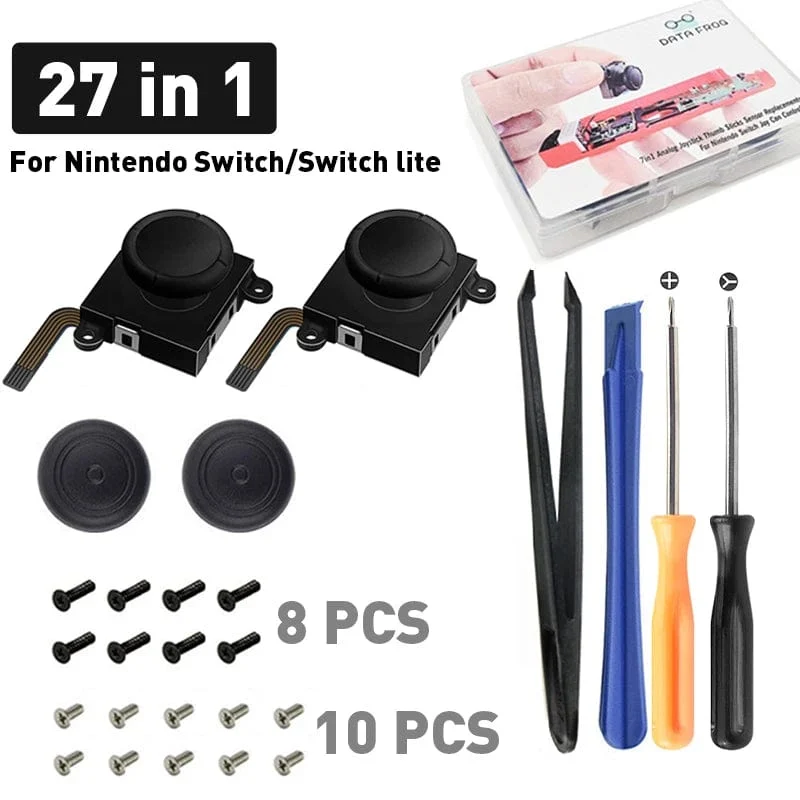 DATA FROG 3D Analog-Joystick, Daumenstick, kompatibel mit Nintendo Switch Joypad, Ersatz-Reparaturset, Werkzeug für Switch Lite