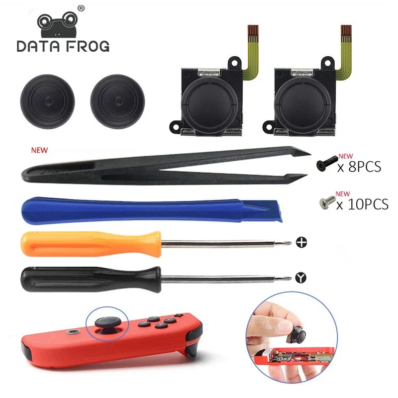 DATA FROG 3D Analog-Joystick, Daumenstick, kompatibel mit Nintendo Switch Joypad, Ersatz-Reparaturset, Werkzeug für Switch Lite