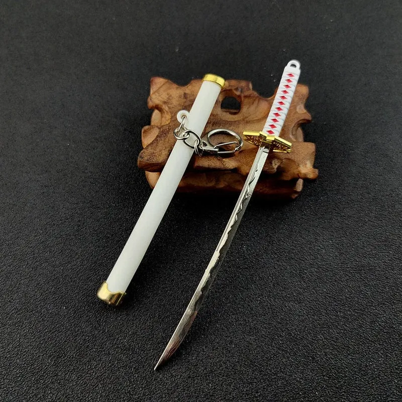Mini Roronoa Zoro Samurai Schwert Schlüsselanhänger Anime Scheide Schlüsselanhänger Katana Schnalle Schlüsselanhänger für Männer Frauen Cosplay Spielzeug Schmuck Geschenk