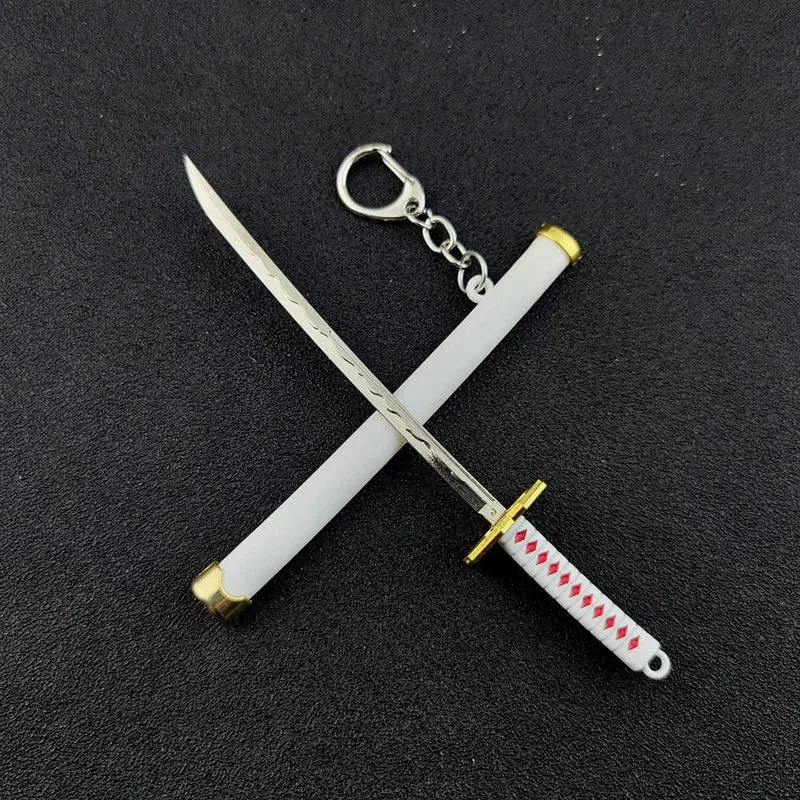 Mini Roronoa Zoro Samurai Schwert Schlüsselanhänger Anime Scheide Schlüsselanhänger Katana Schnalle Schlüsselanhänger für Männer Frauen Cosplay Spielzeug Schmuck Geschenk