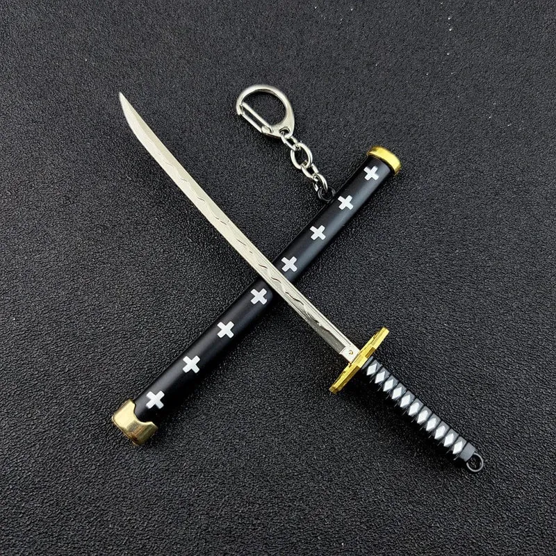 Mini Roronoa Zoro Samurai Schwert Schlüsselanhänger Anime Scheide Schlüsselanhänger Katana Schnalle Schlüsselanhänger für Männer Frauen Cosplay Spielzeug Schmuck Geschenk