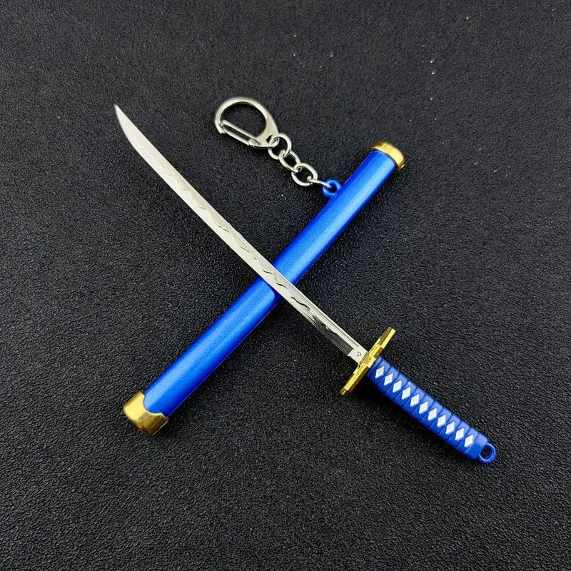 Mini Roronoa Zoro Samurai Schwert Schlüsselanhänger Anime Scheide Schlüsselanhänger Katana Schnalle Schlüsselanhänger für Männer Frauen Cosplay Spielzeug Schmuck Geschenk