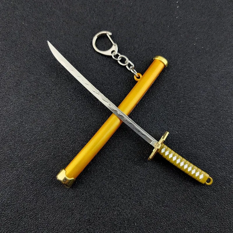 Mini Roronoa Zoro Samurai Schwert Schlüsselanhänger Anime Scheide Schlüsselanhänger Katana Schnalle Schlüsselanhänger für Männer Frauen Cosplay Spielzeug Schmuck Geschenk