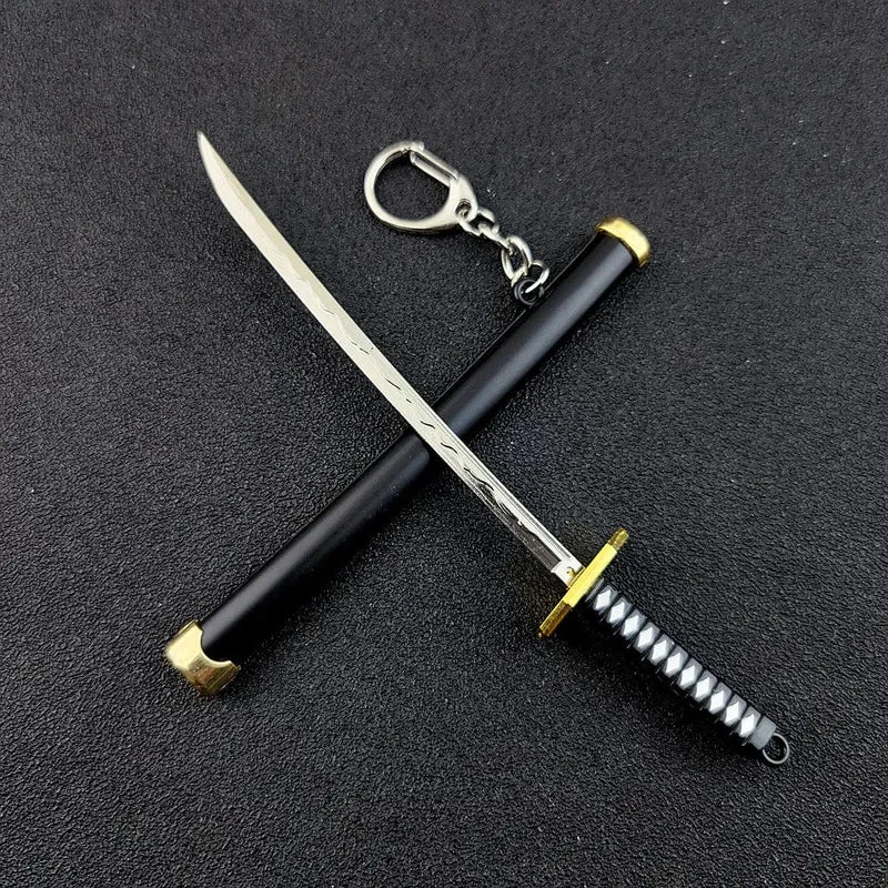 Mini Roronoa Zoro Samurai Schwert Schlüsselanhänger Anime Scheide Schlüsselanhänger Katana Schnalle Schlüsselanhänger für Männer Frauen Cosplay Spielzeug Schmuck Geschenk