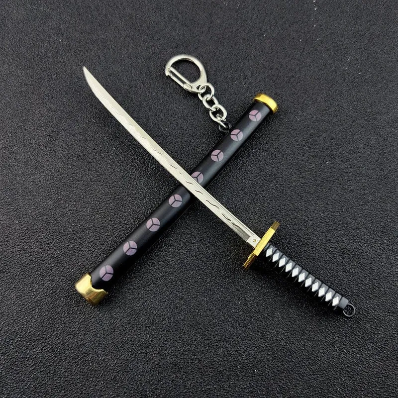 Mini Roronoa Zoro Samurai Schwert Schlüsselanhänger Anime Scheide Schlüsselanhänger Katana Schnalle Schlüsselanhänger für Männer Frauen Cosplay Spielzeug Schmuck Geschenk