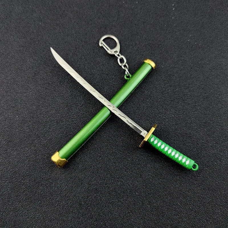 Mini Roronoa Zoro Samurai Schwert Schlüsselanhänger Anime Scheide Schlüsselanhänger Katana Schnalle Schlüsselanhänger für Männer Frauen Cosplay Spielzeug Schmuck Geschenk