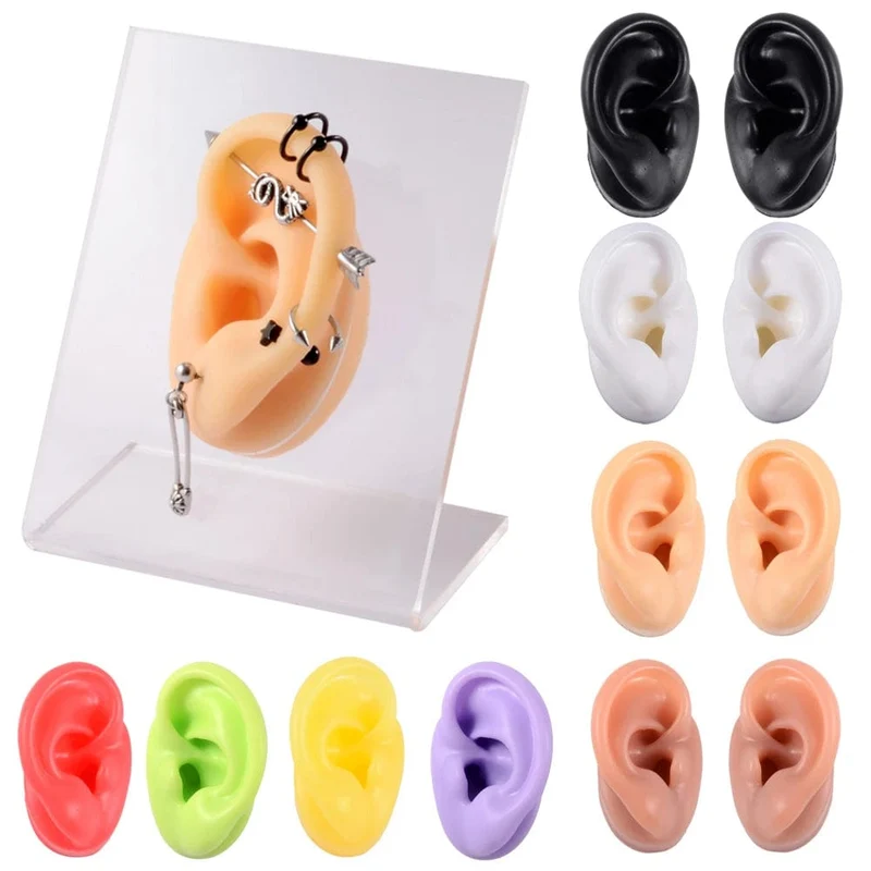 1PC Weiche Ohr Silikon Piercing Modell Tattoo Praxis Werkzeuge Ohrring Schmuck Display Acryl Display Stand Kit Heißer Verkauf