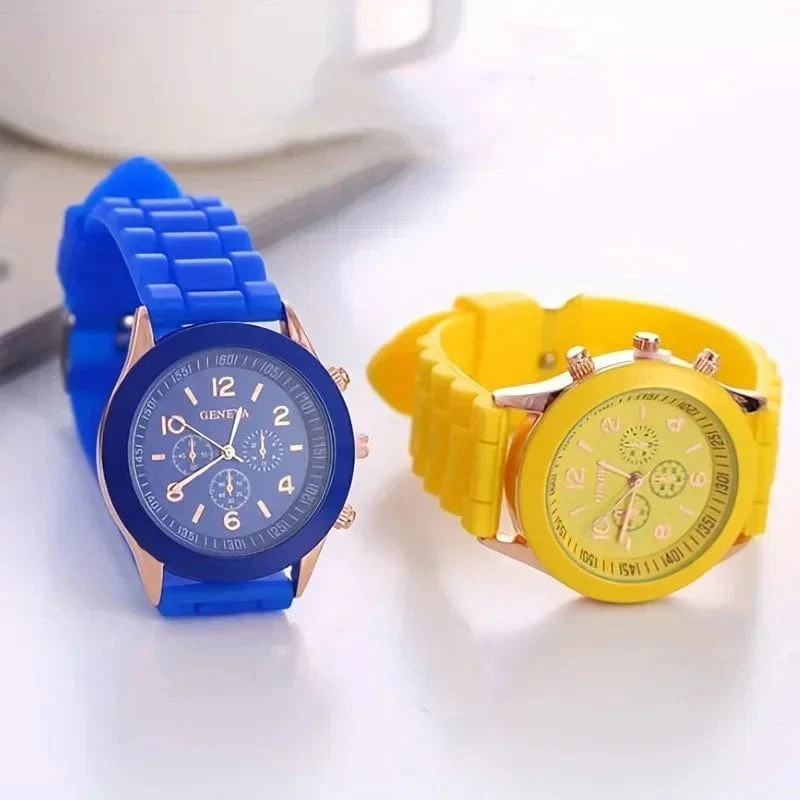 Stilvolle runde Zeiger-Quarzuhr, Sportarmbanduhr mit dreifachem Zifferblatt und Silikonarmband für Damen und Herren, ideale Wahl als Geschenk