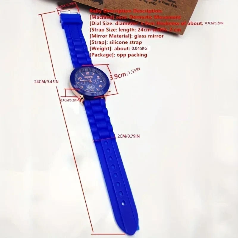 Stilvolle runde Zeiger-Quarzuhr, Sportarmbanduhr mit dreifachem Zifferblatt und Silikonarmband für Damen und Herren, ideale Wahl als Geschenk