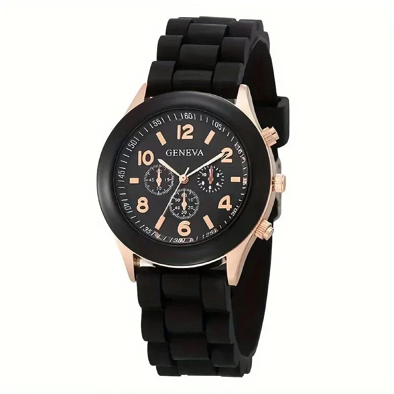 Stilvolle runde Zeiger-Quarzuhr, Sportarmbanduhr mit dreifachem Zifferblatt und Silikonarmband für Damen und Herren, ideale Wahl als Geschenk