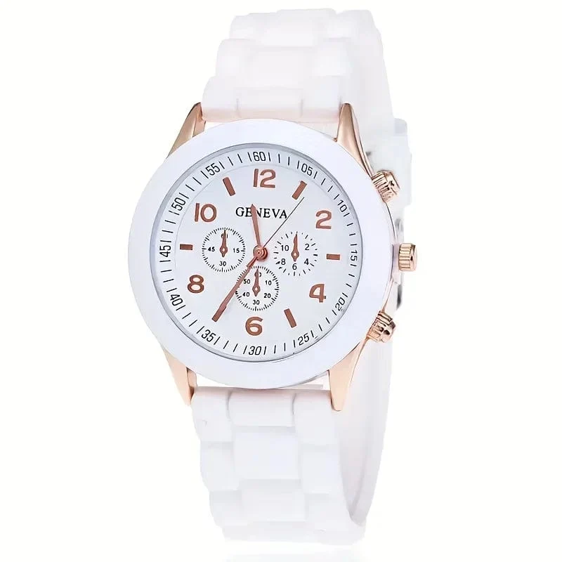 Stilvolle runde Zeiger-Quarzuhr, Sportarmbanduhr mit dreifachem Zifferblatt und Silikonarmband für Damen und Herren, ideale Wahl als Geschenk