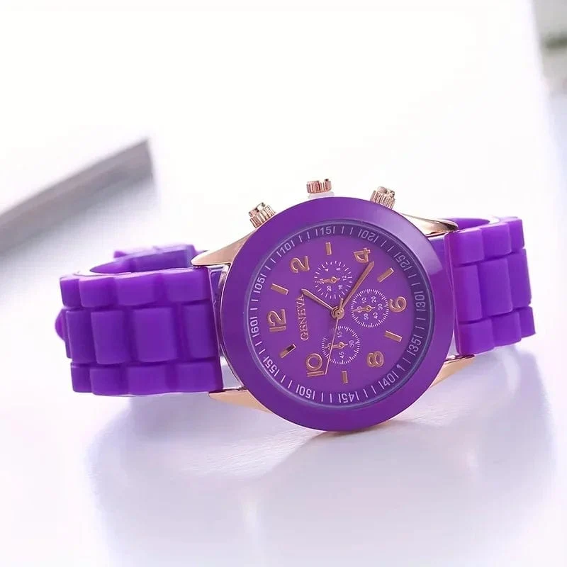 Stilvolle runde Zeiger-Quarzuhr, Sportarmbanduhr mit dreifachem Zifferblatt und Silikonarmband für Damen und Herren, ideale Wahl als Geschenk