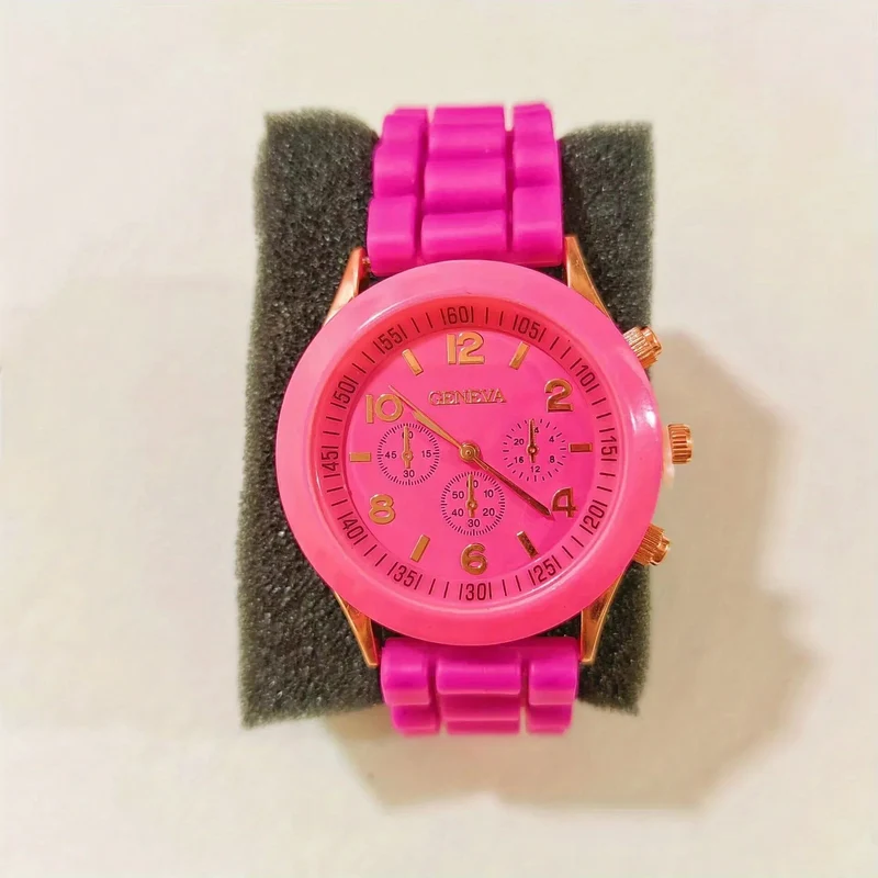 Stilvolle runde Zeiger-Quarzuhr, Sportarmbanduhr mit dreifachem Zifferblatt und Silikonarmband für Damen und Herren, ideale Wahl als Geschenk