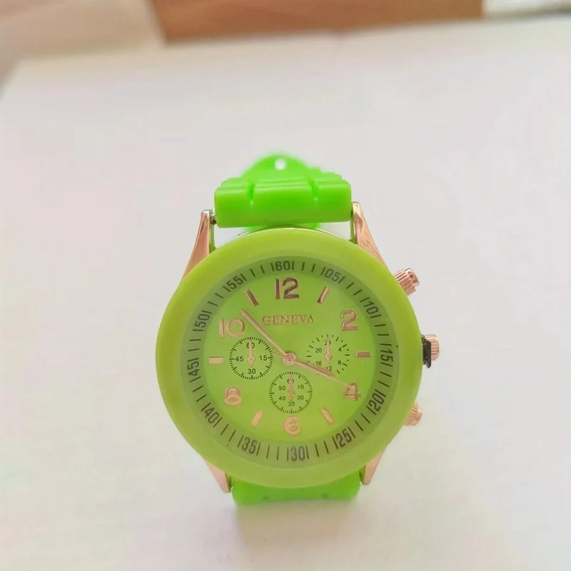Stilvolle runde Zeiger-Quarzuhr, Sportarmbanduhr mit dreifachem Zifferblatt und Silikonarmband für Damen und Herren, ideale Wahl als Geschenk