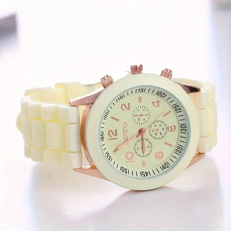 Stilvolle runde Zeiger-Quarzuhr, Sportarmbanduhr mit dreifachem Zifferblatt und Silikonarmband für Damen und Herren, ideale Wahl als Geschenk