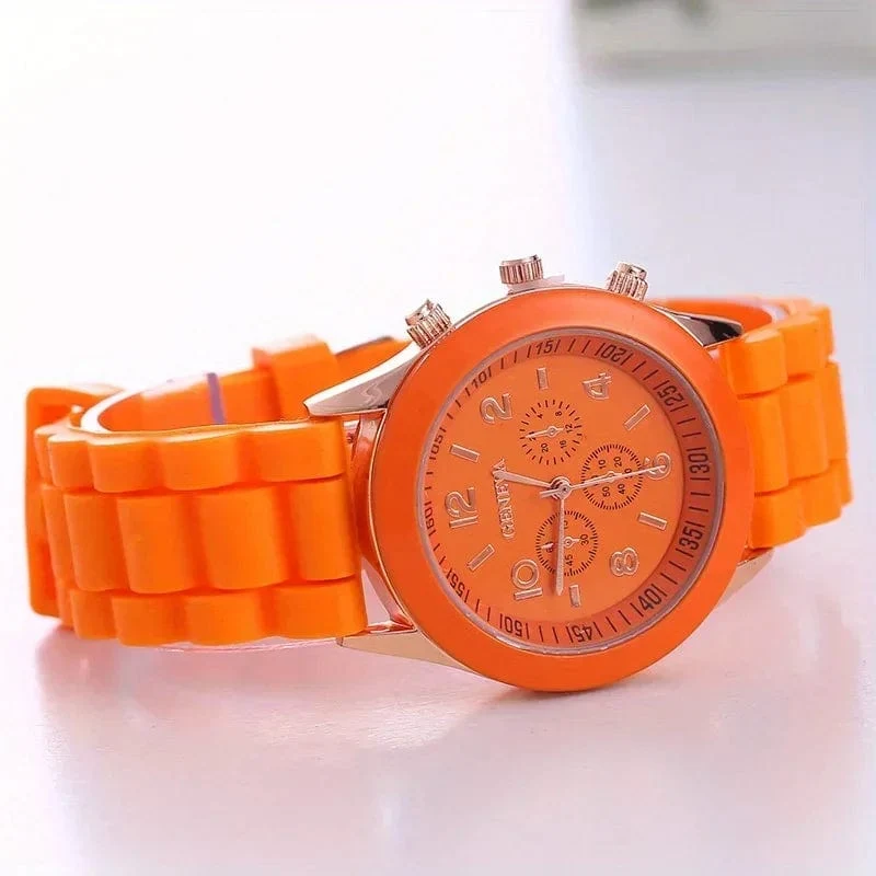 Stilvolle runde Zeiger-Quarzuhr, Sportarmbanduhr mit dreifachem Zifferblatt und Silikonarmband für Damen und Herren, ideale Wahl als Geschenk
