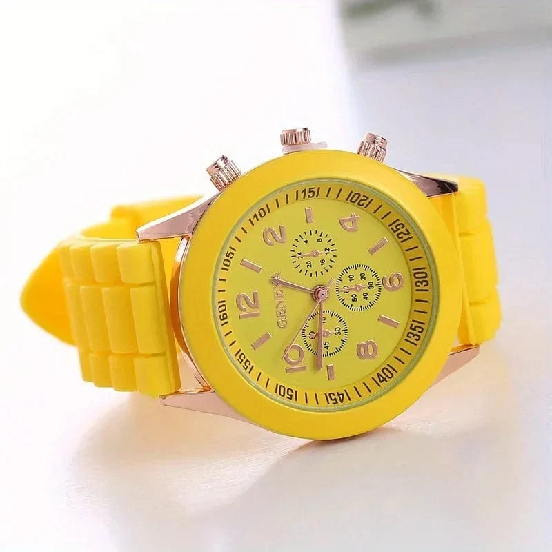 Stilvolle runde Zeiger-Quarzuhr, Sportarmbanduhr mit dreifachem Zifferblatt und Silikonarmband für Damen und Herren, ideale Wahl als Geschenk