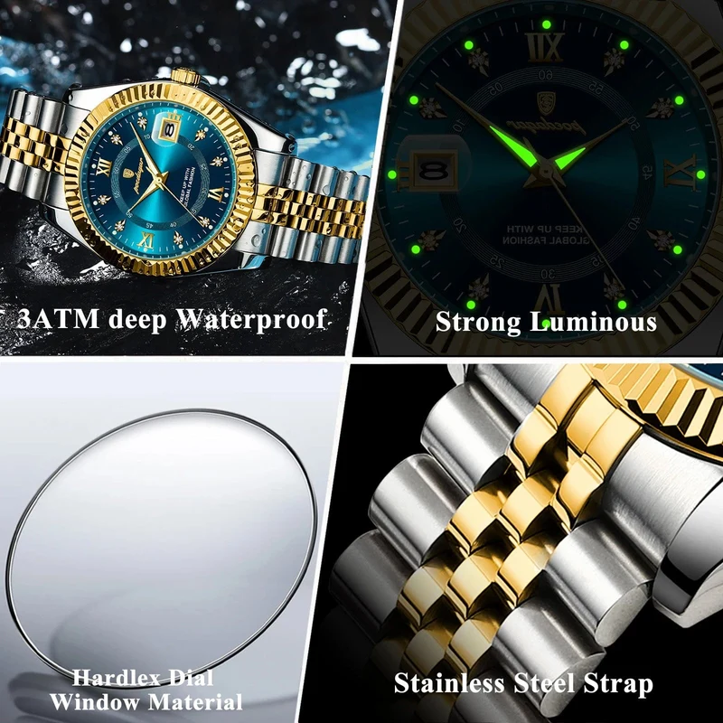 POEDAGAR Luxus Sport Armbanduhr Für Mann Wasserdicht Leucht Datum Männer Uhr Quarz Edelstahl Herren Uhren Männlich Reloj + box