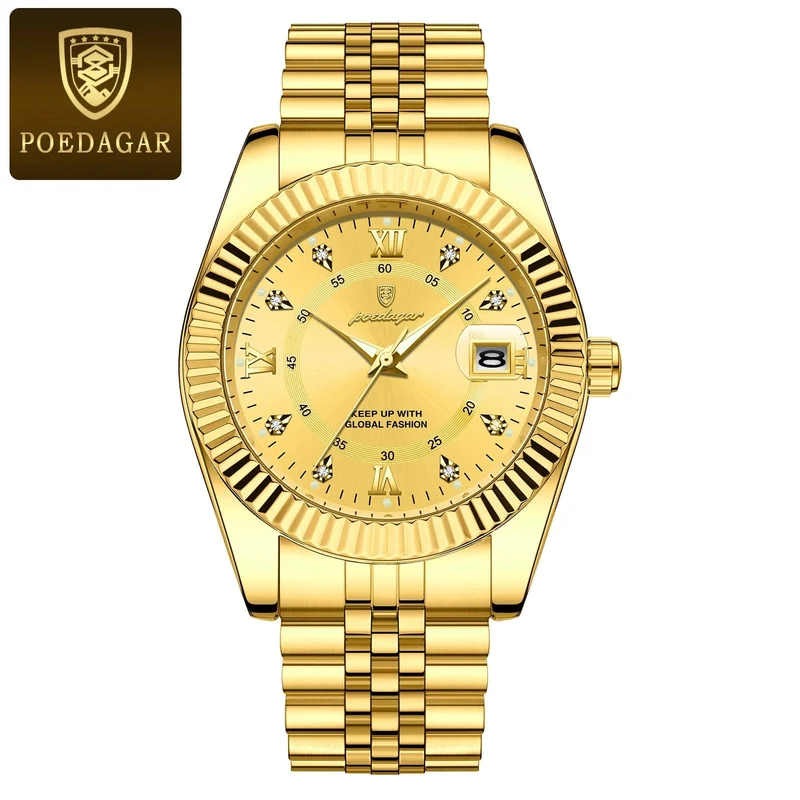 POEDAGAR Luxus Sport Armbanduhr Für Mann Wasserdicht Leucht Datum Männer Uhr Quarz Edelstahl Herren Uhren Männlich Reloj + box