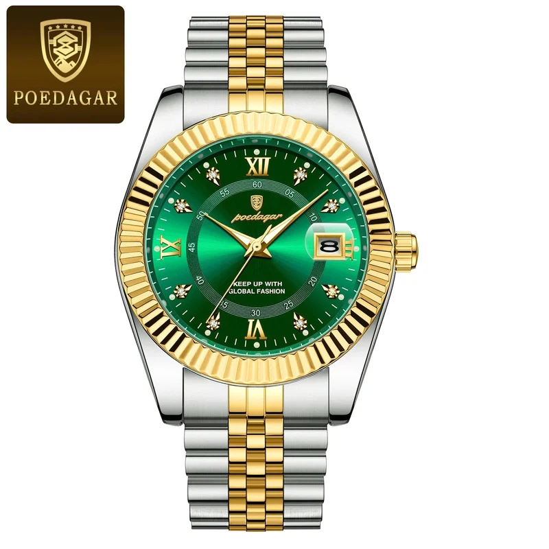POEDAGAR Luxus Sport Armbanduhr Für Mann Wasserdicht Leucht Datum Männer Uhr Quarz Edelstahl Herren Uhren Männlich Reloj + box