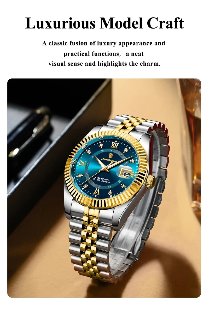 POEDAGAR Luxus Sport Armbanduhr Für Mann Wasserdicht Leucht Datum Männer Uhr Quarz Edelstahl Herren Uhren Männlich Reloj + box