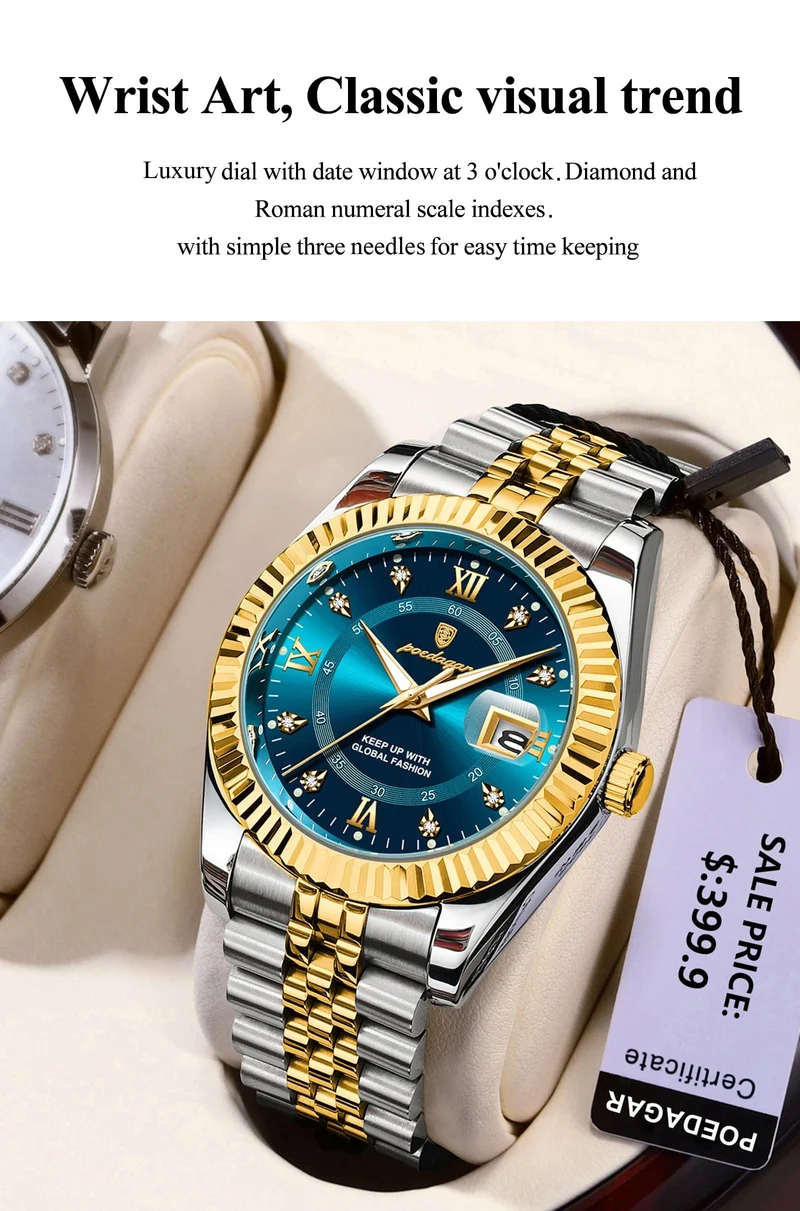 POEDAGAR Luxus Sport Armbanduhr Für Mann Wasserdicht Leucht Datum Männer Uhr Quarz Edelstahl Herren Uhren Männlich Reloj + box