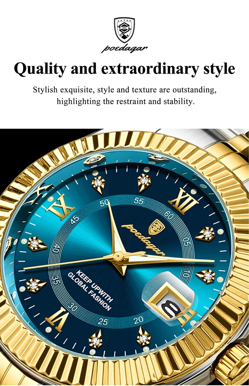 POEDAGAR Luxus Sport Armbanduhr Für Mann Wasserdicht Leucht Datum Männer Uhr Quarz Edelstahl Herren Uhren Männlich Reloj + box