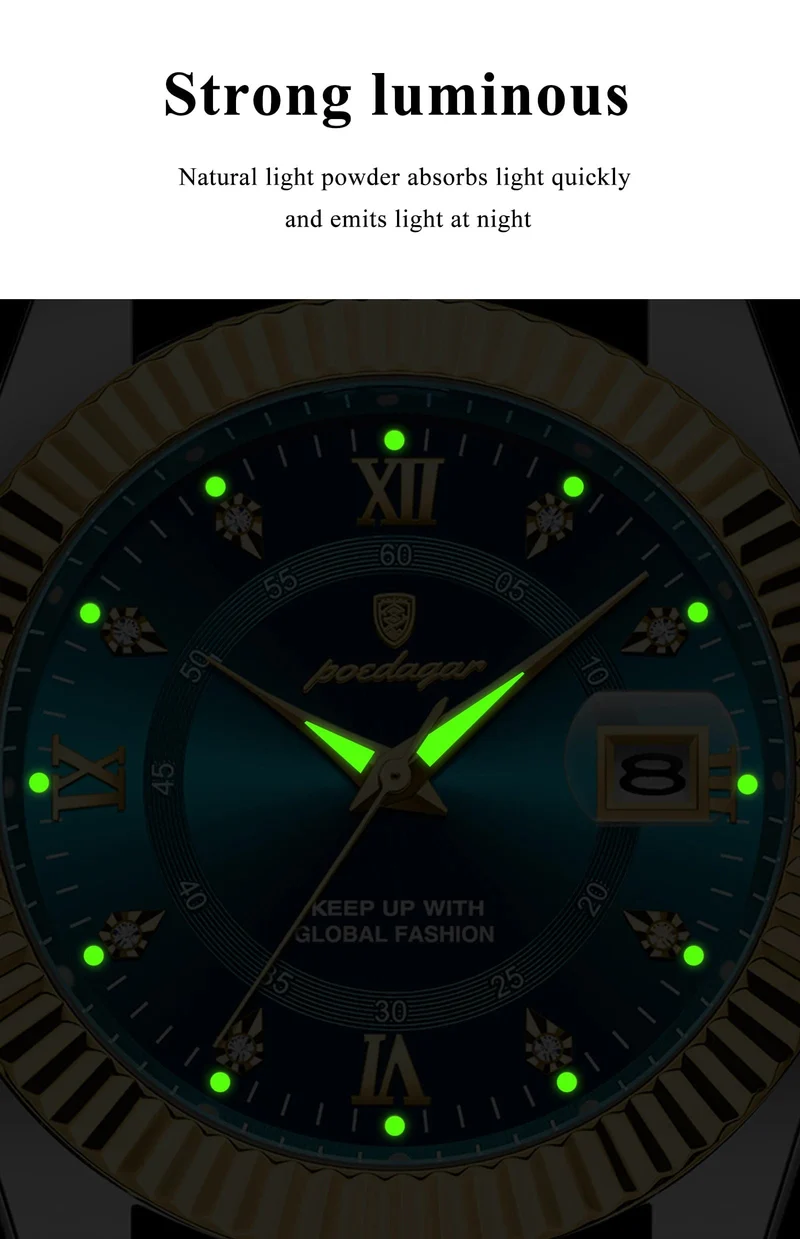 POEDAGAR Luxus Sport Armbanduhr Für Mann Wasserdicht Leucht Datum Männer Uhr Quarz Edelstahl Herren Uhren Männlich Reloj + box