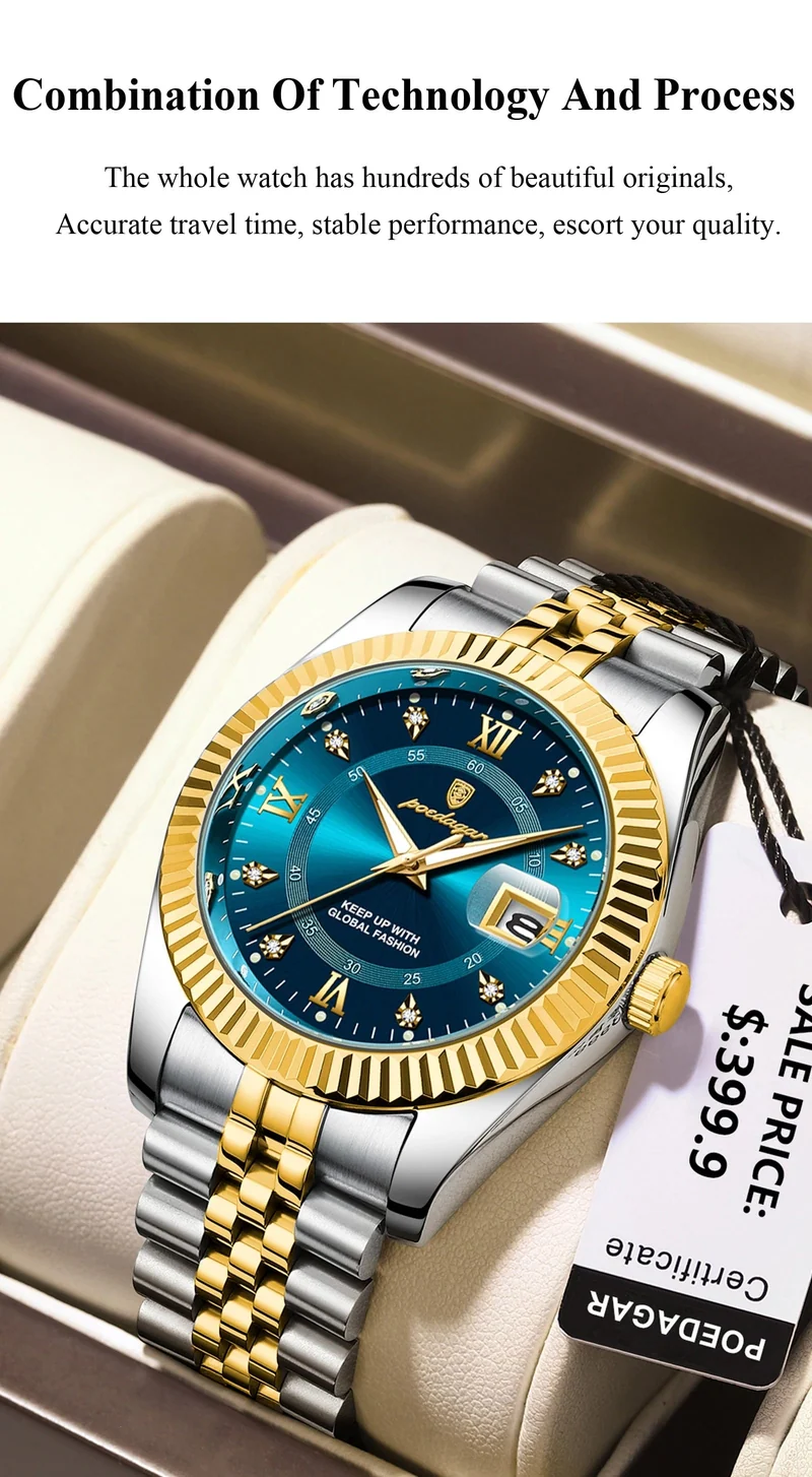 POEDAGAR Luxus Sport Armbanduhr Für Mann Wasserdicht Leucht Datum Männer Uhr Quarz Edelstahl Herren Uhren Männlich Reloj + box