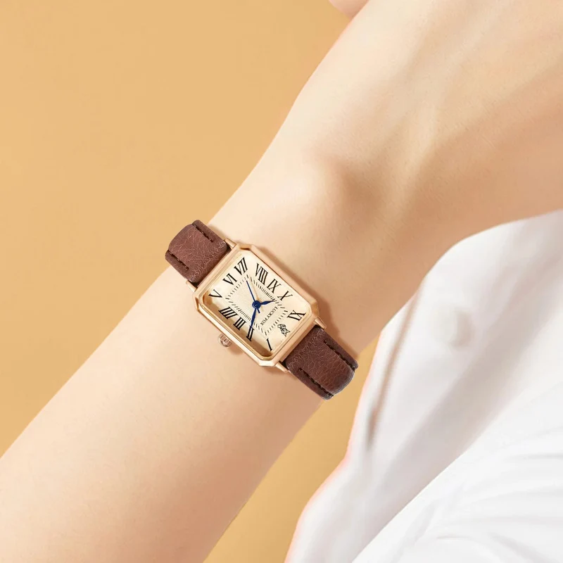 Mode Retro Digital Dial Casual Uhren Quadrat Lederband Modische Uhr Quarz Armbanduhr für Frauen Geschenk