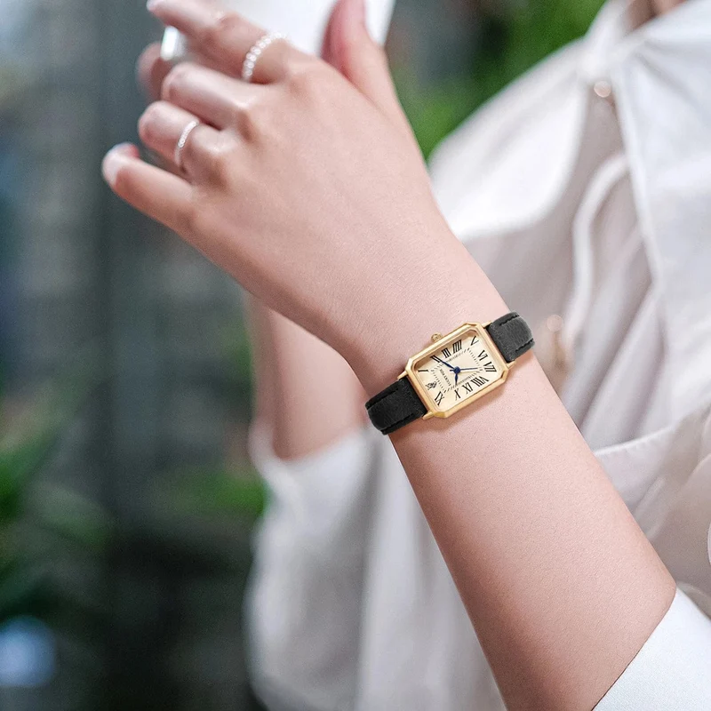 Mode Retro Digital Dial Casual Uhren Quadrat Lederband Modische Uhr Quarz Armbanduhr für Frauen Geschenk