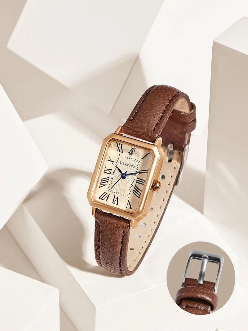 Mode Retro Digital Dial Casual Uhren Quadrat Lederband Modische Uhr Quarz Armbanduhr für Frauen Geschenk