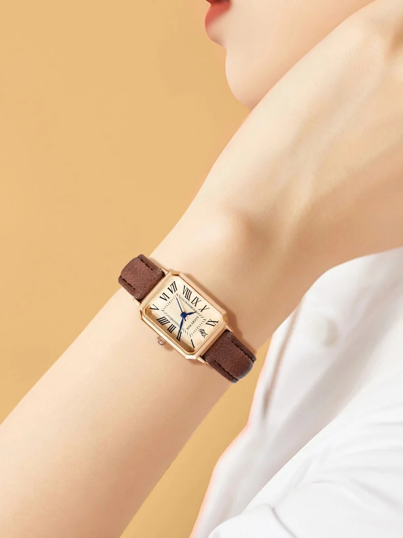 Mode Retro Digital Dial Casual Uhren Quadrat Lederband Modische Uhr Quarz Armbanduhr für Frauen Geschenk