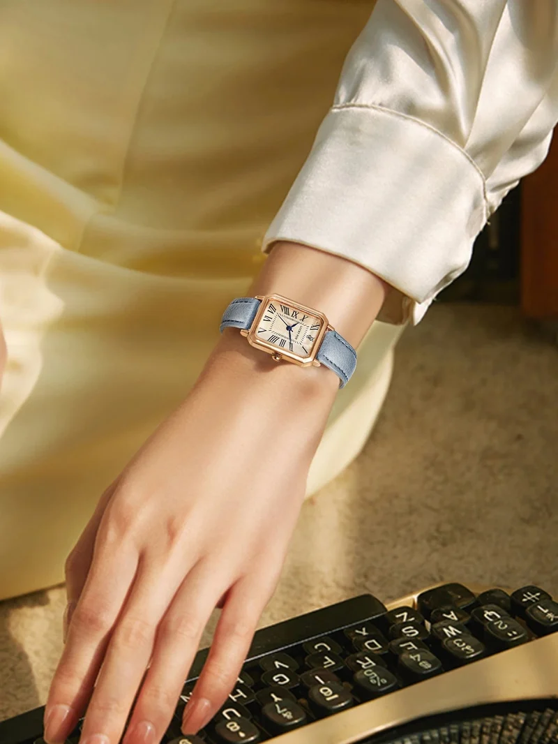 Mode Retro Digital Dial Casual Uhren Quadrat Lederband Modische Uhr Quarz Armbanduhr für Frauen Geschenk