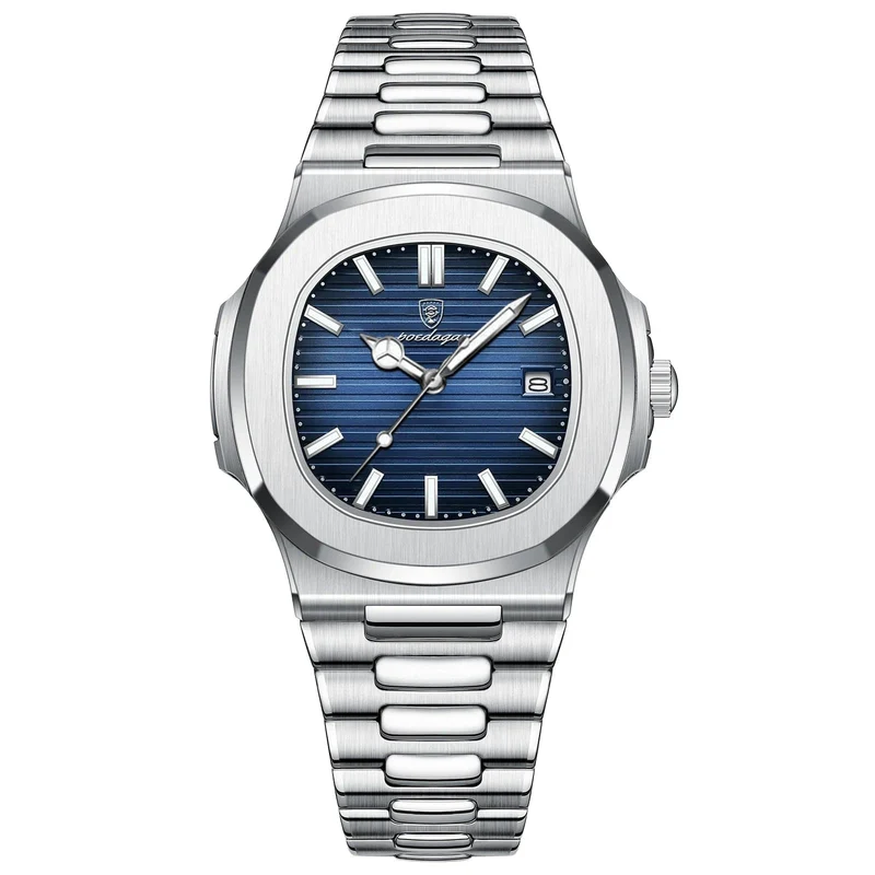 2023 neue POEDAGAR Luxus Uhr Business Wasserdichte Männliche Uhr Leucht Datum Edelstahl Quadrat Quarz Männer Uhr reloj hombre